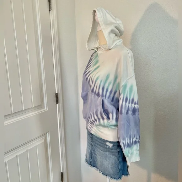 NWT Wildfox Couture Purple & Green Tie-Dye French Terrycloth Hoodie Sweatshirt - Picture 2 of 9